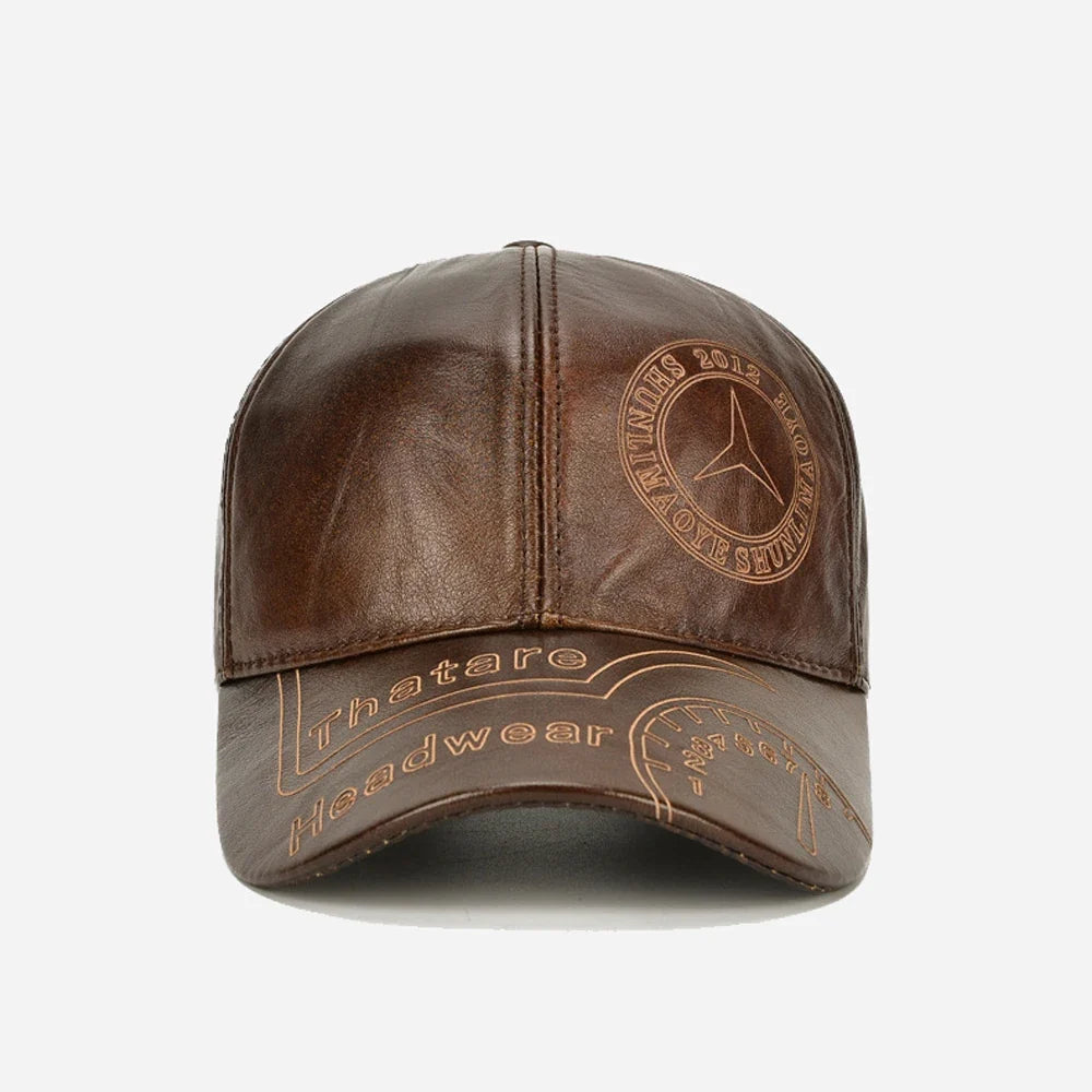 Shunlima Racing Genuine Leather Baseball Cap