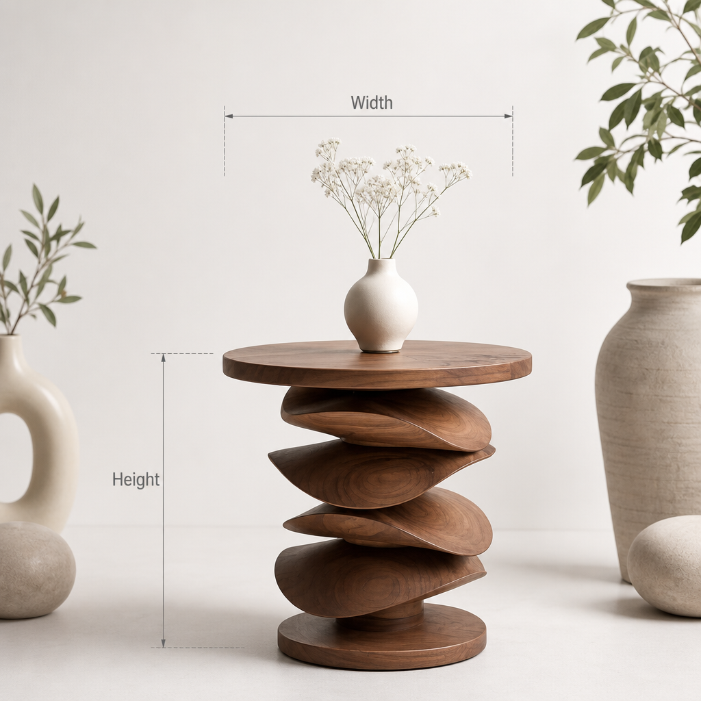 Solid Wood Sculptural Table