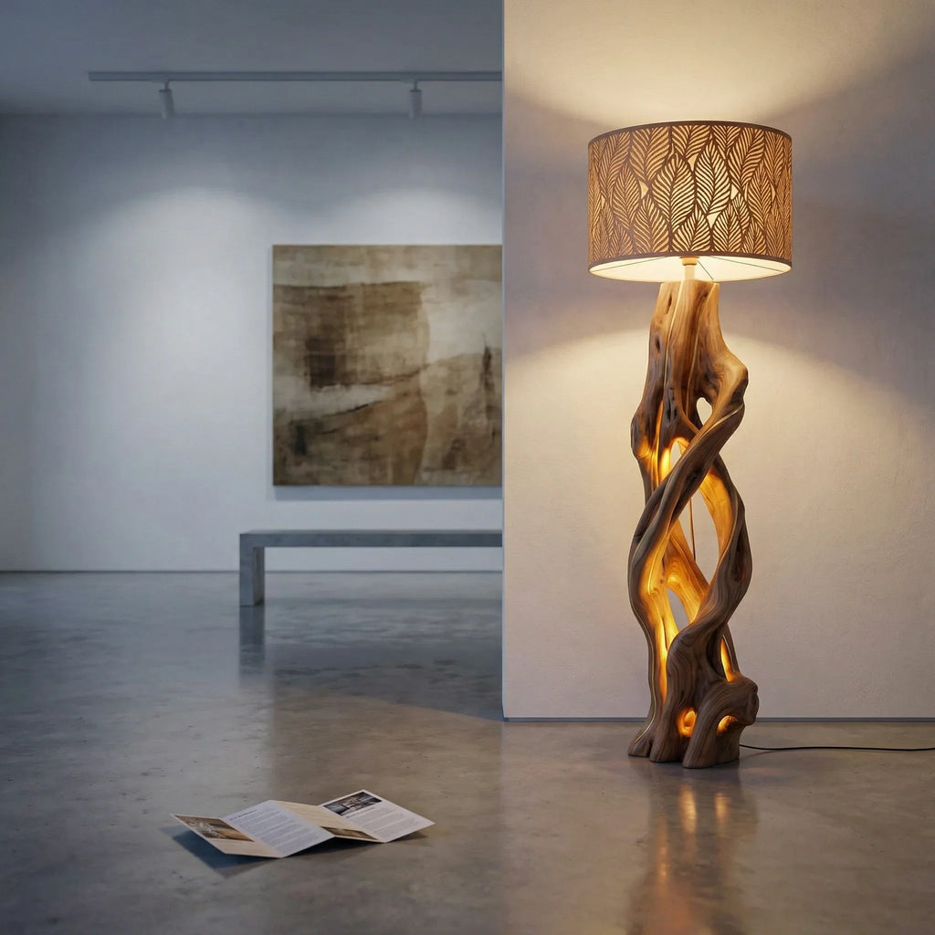 Twisted Vine Wooden Floor Lamp