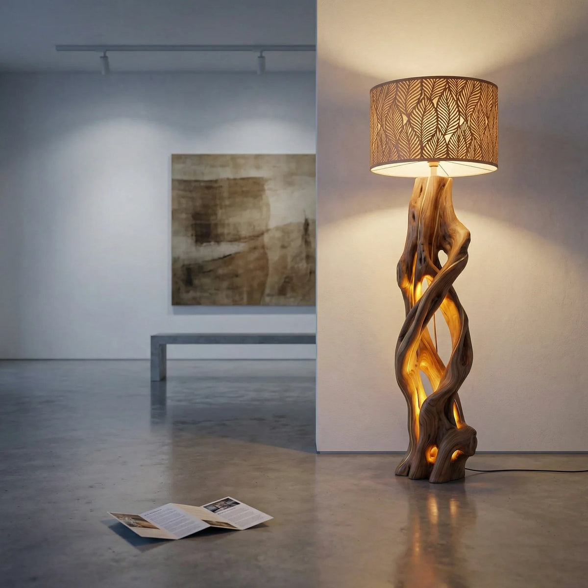 Twisted Vine Wooden Floor Lamp