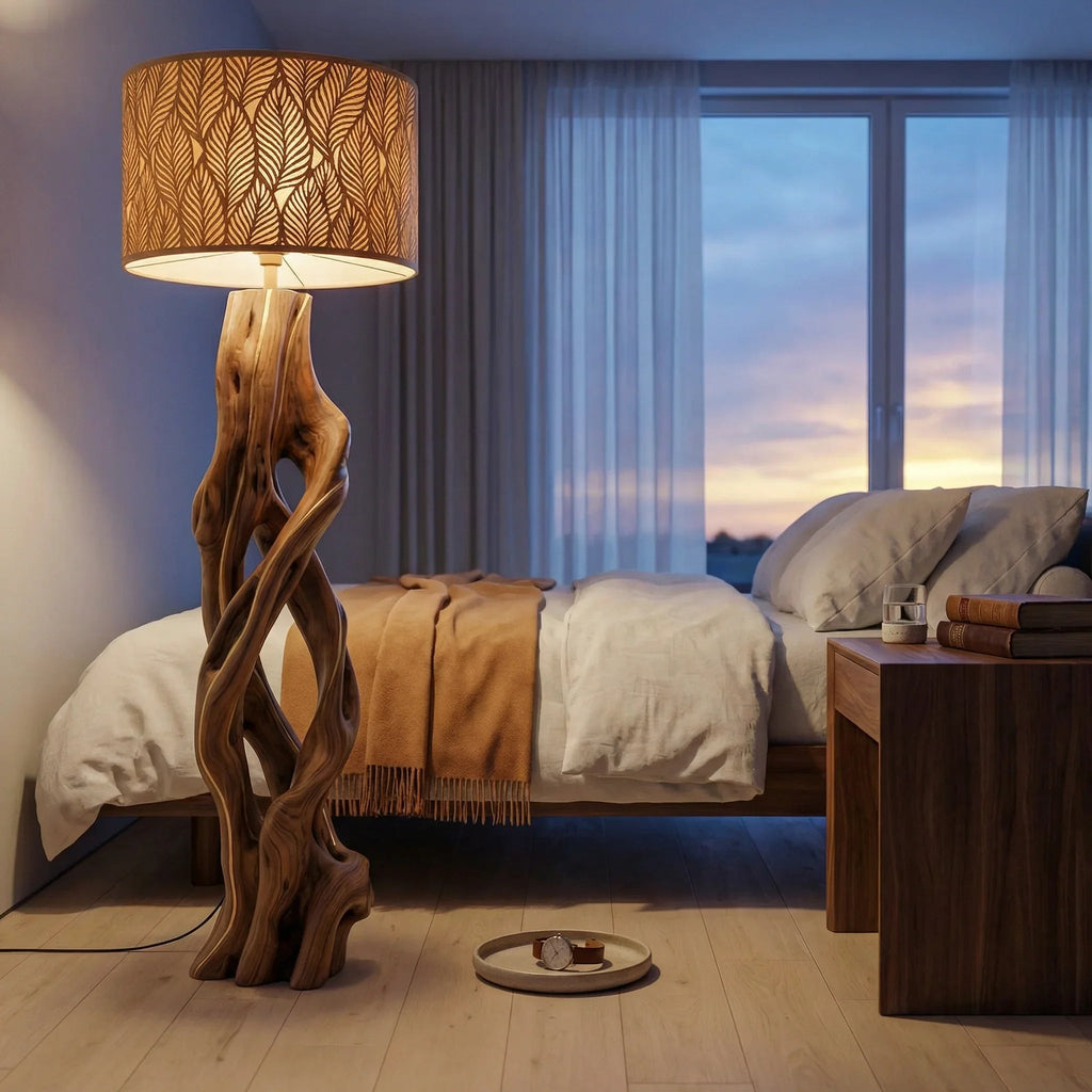 Twisted Vine Wooden Floor Lamp