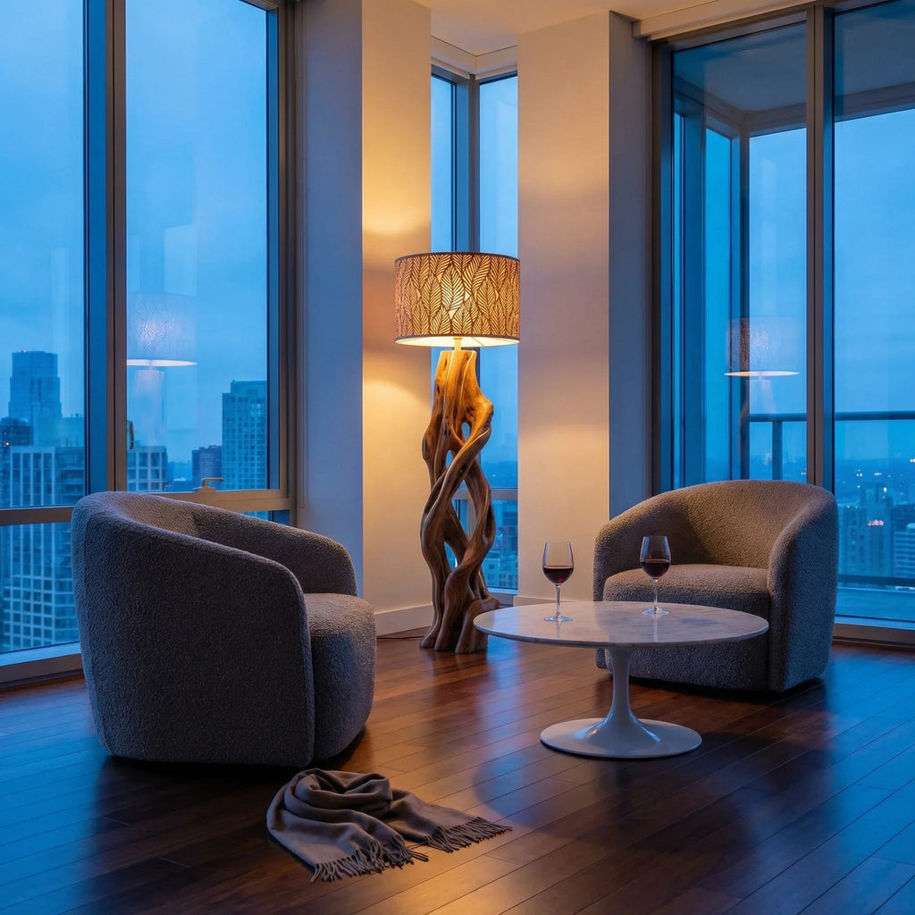 Twisted Vine Wooden Floor Lamp