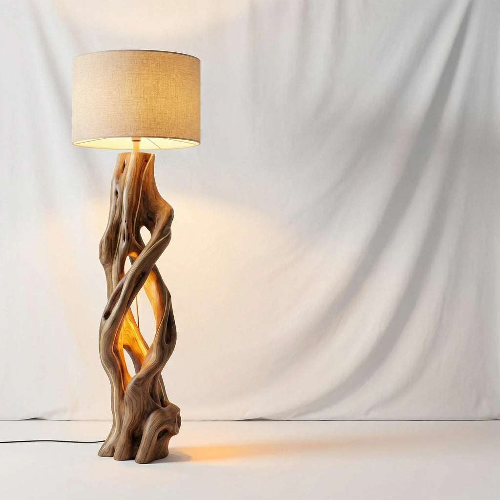 Twisted Vine Wooden Floor Lamp