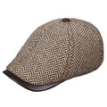 Vancouver Herringbone Genuine Leather Wool Duckbill Flat Cap