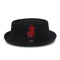 Virginia Feathers Black Wool Porkpie Hat