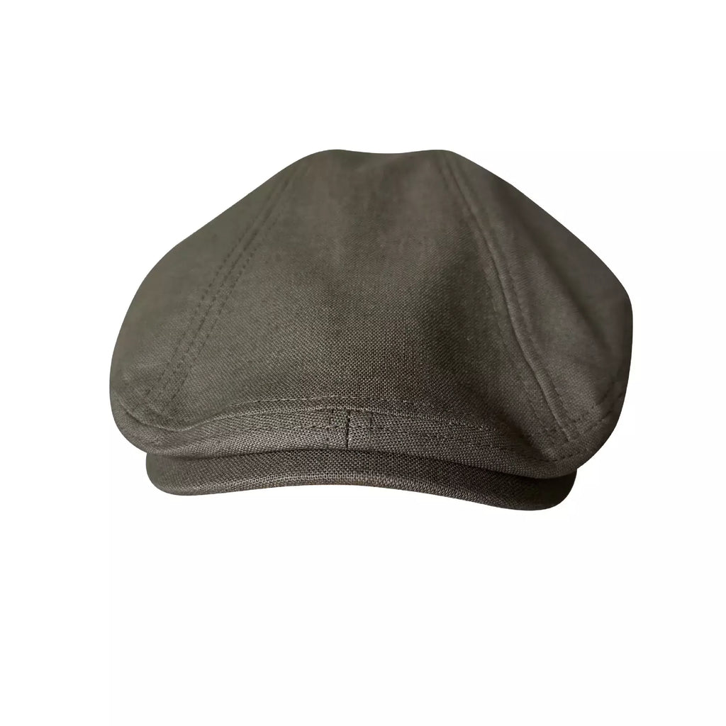 Winston Army Green Linen Flat Cap