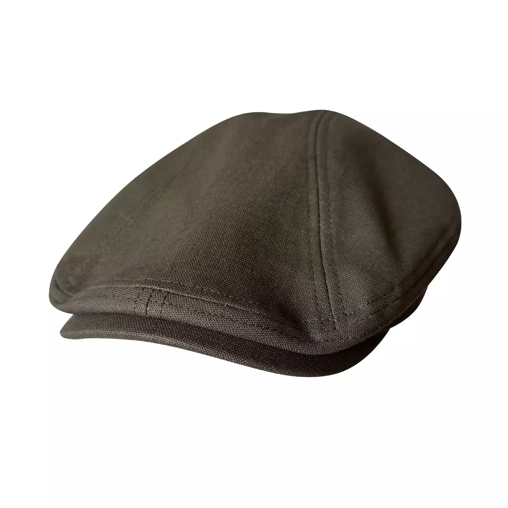 Winston Army Green Linen Flat Cap