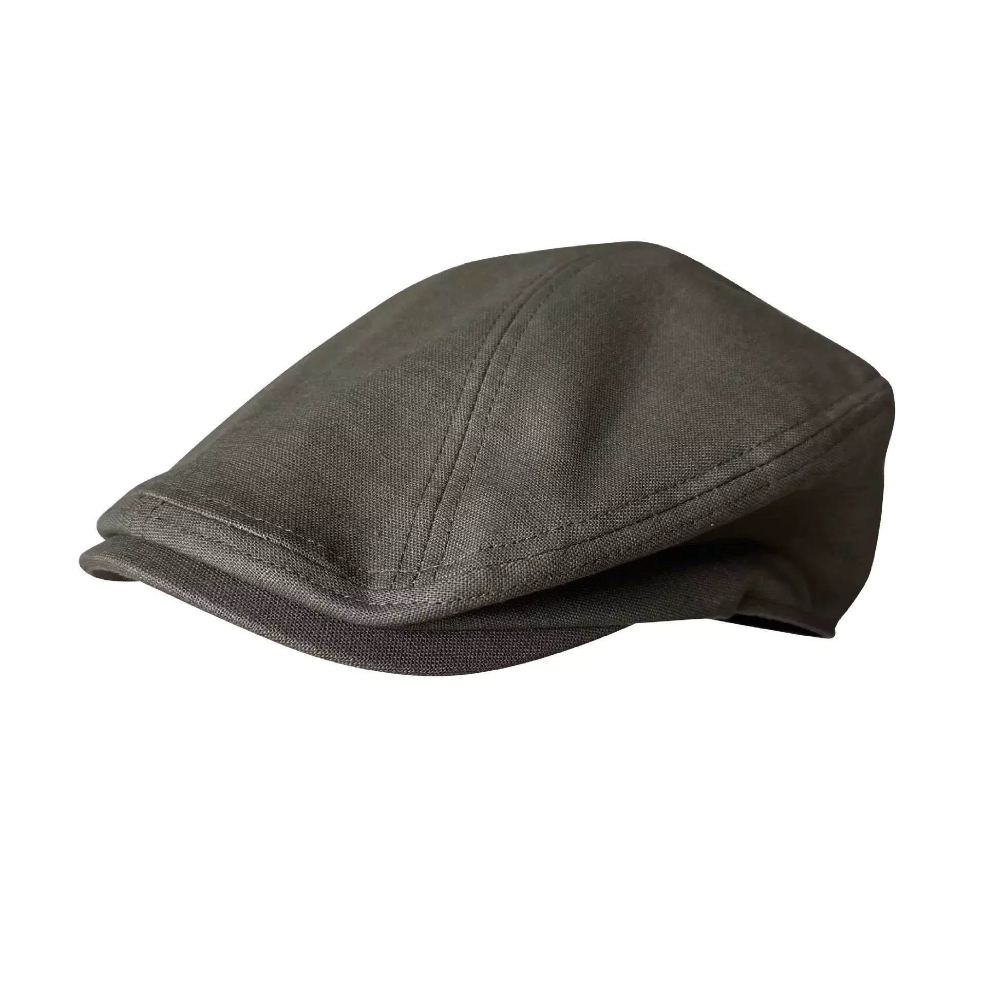 Winston Army Green Linen Flat Cap