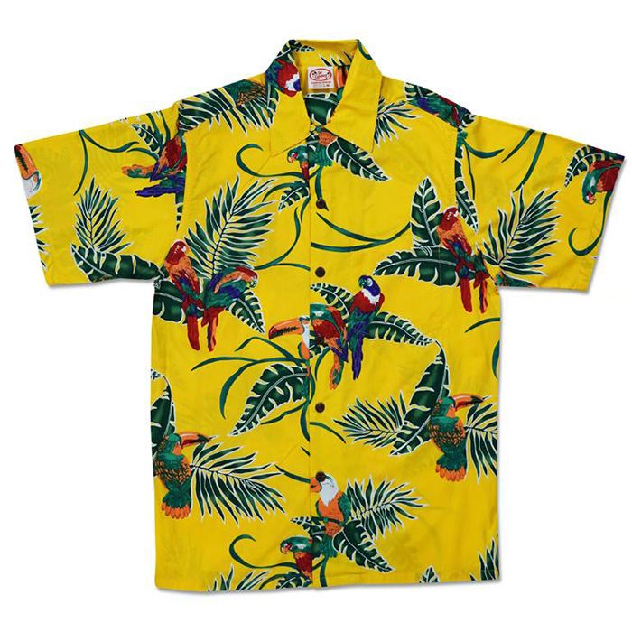 Tropical Birds (Yellow) Hawaiian Shirts