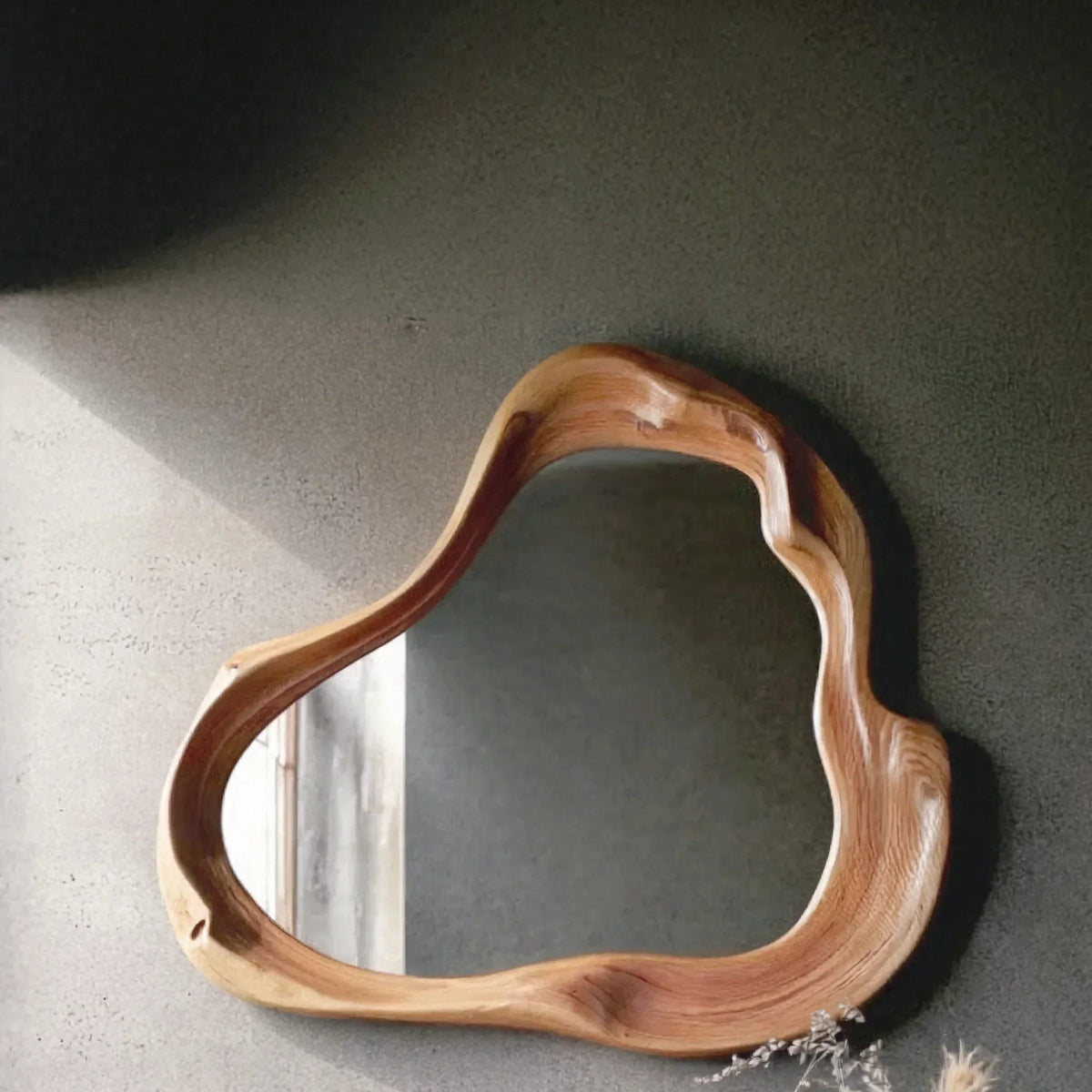 Handmade Asymmetrical Wooden Mirror Frame Rustic Farmhouse Decor