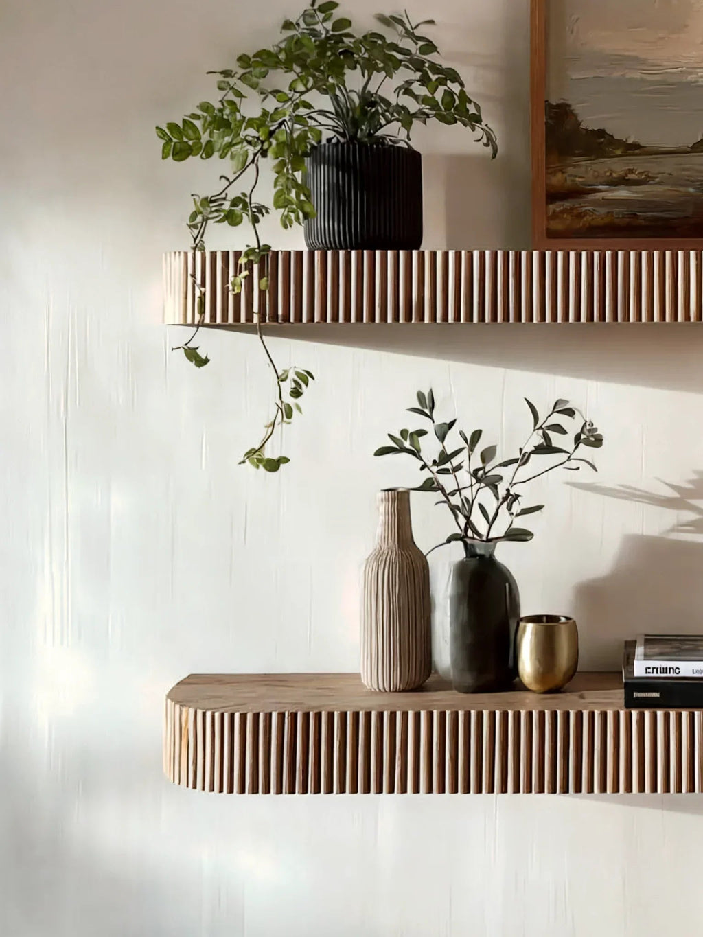 Natural Wood Floating Live Edge Shelf