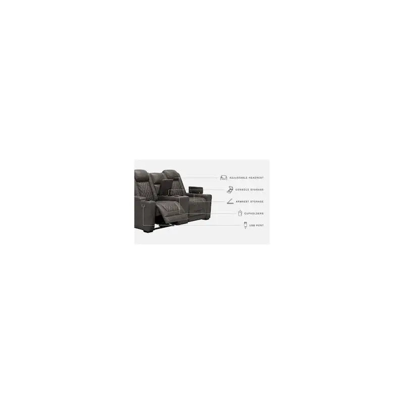Ashley Gray Power Reclining Loveseat With Console, 71.75in W x 39in D x 44in H - Hyllmont