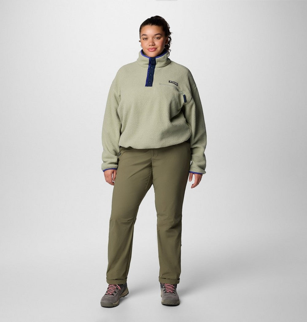 Women's Plus Cropped Sherpa Half-Snap Pullover - Tan