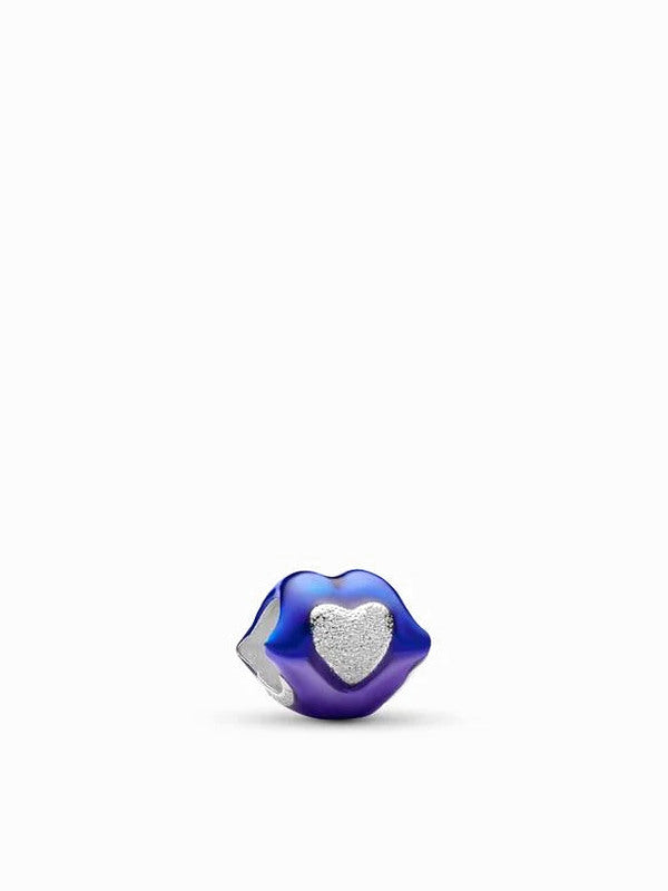 Red Enamel Lips Mini Charm - Silver