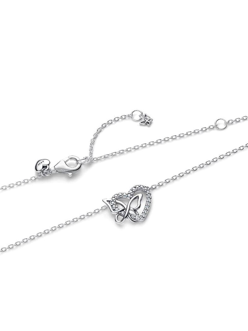 Sterling Silver Heart Butterfly Pendant Necklace