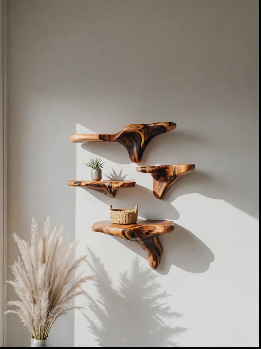 Scorched Live Edge Mushroom Floating Shelf