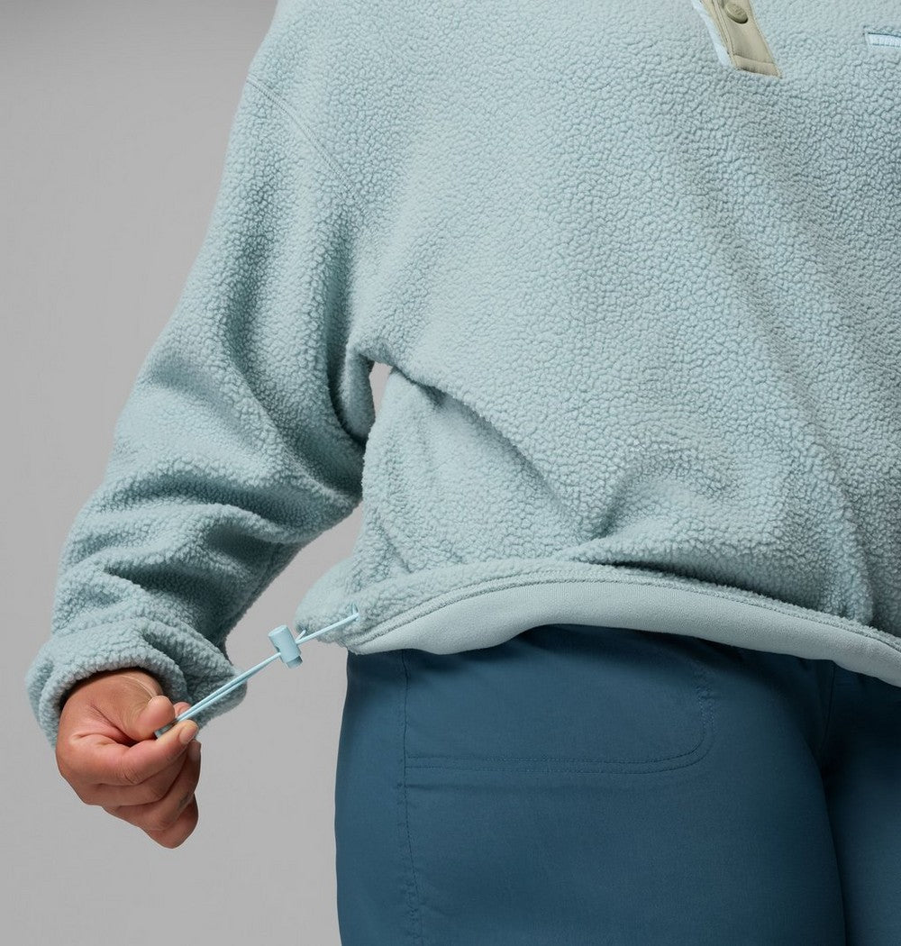 Women's Plus Cropped Sherpa Half-Snap Pullover - Tan