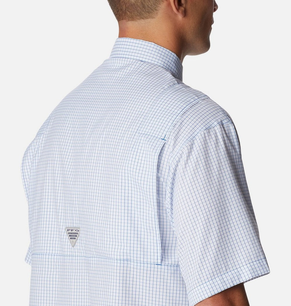 Men's Vented Short-Sleeve Fishing Shirt - Green Gingham