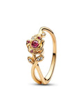 Red Rose Branch Ring - Gold