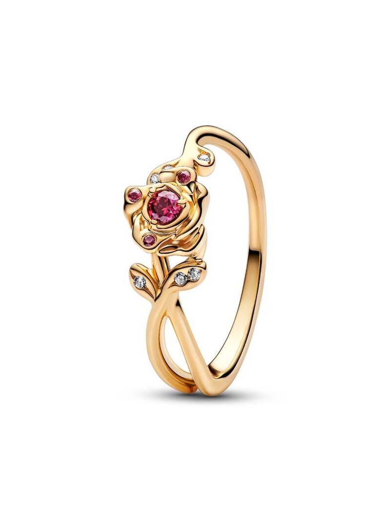 Red Rose Branch Ring - Gold