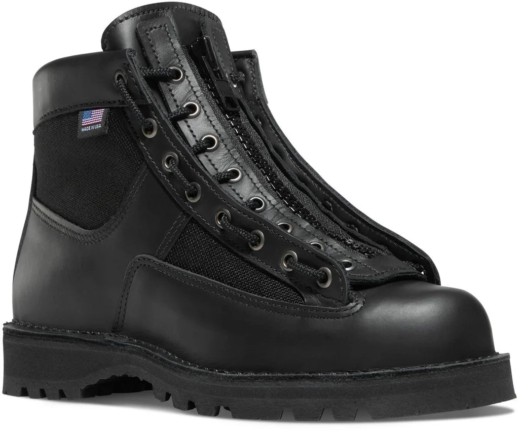 6-Inch Leather Lace-In Boot Zipper - Black