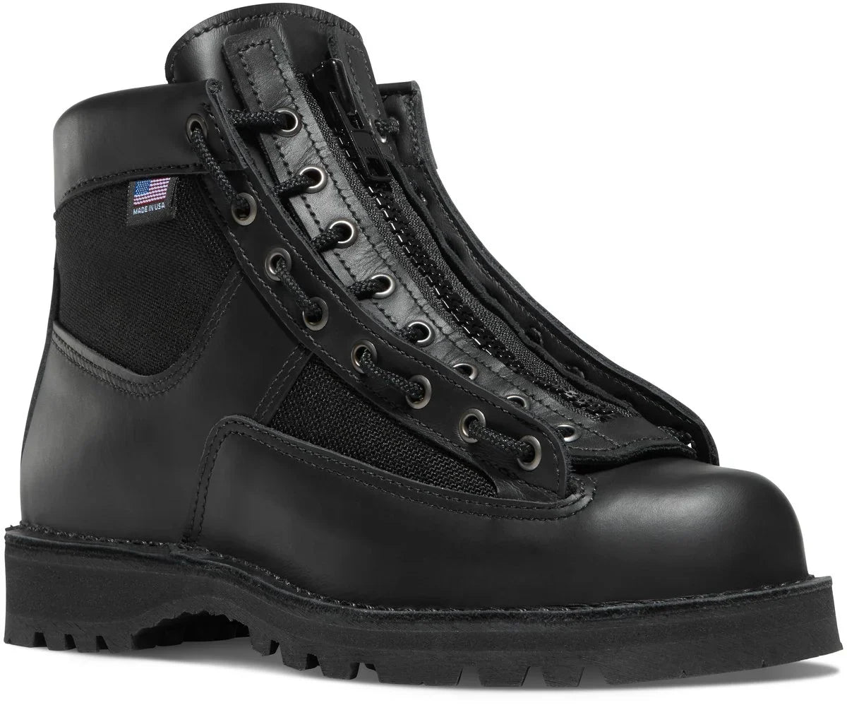 6-Inch Leather Lace-In Boot Zipper - Black