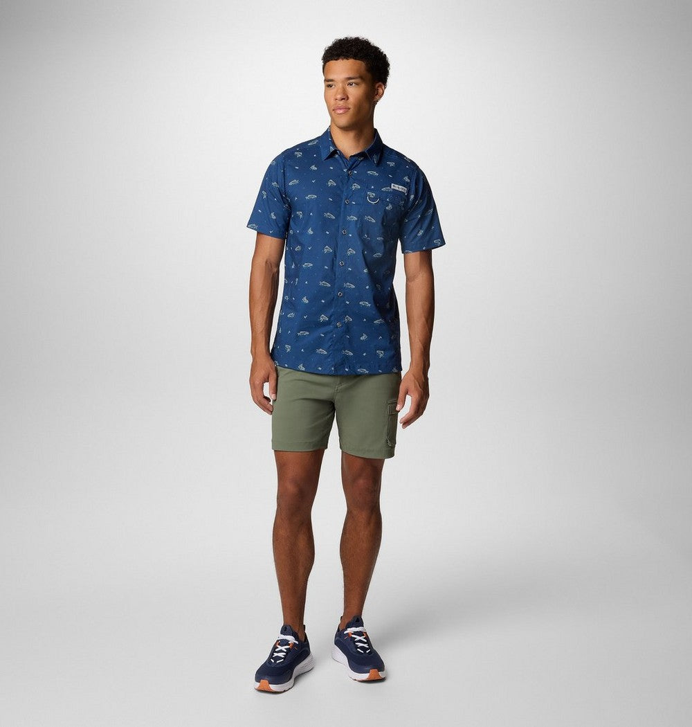 Men's Short-Sleeve Cotton Camp Shirt - Gray