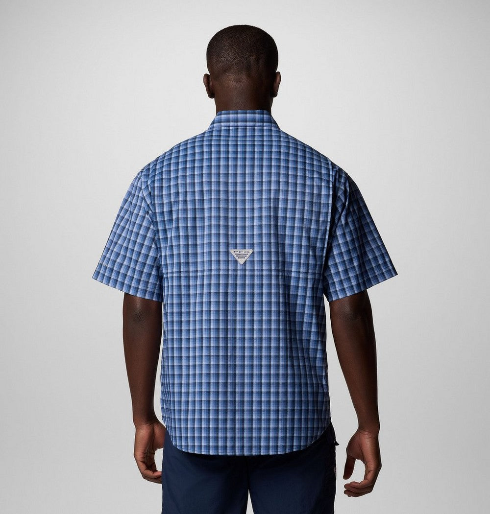 Men's Vented Short-Sleeve Fishing Shirt - Green Gingham