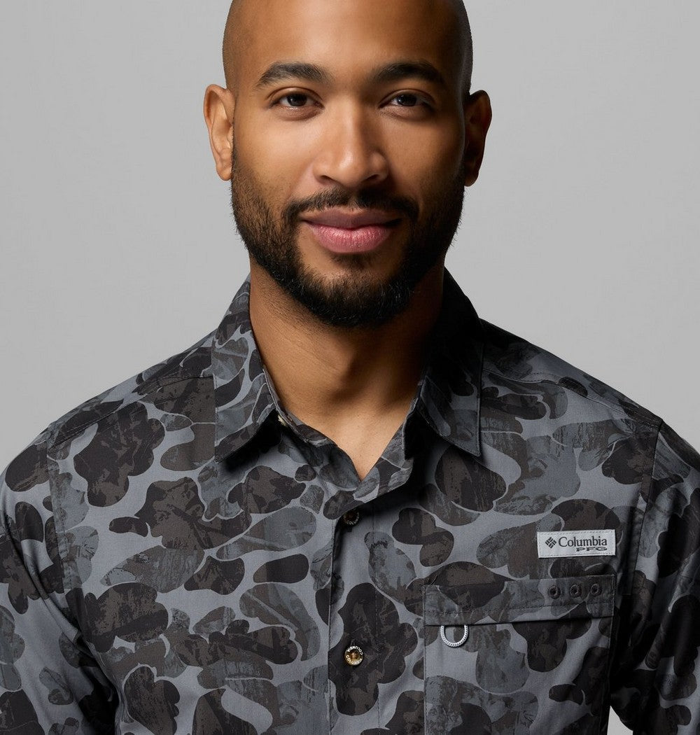 Men's Short-Sleeve Cotton Camp Shirt - Gray
