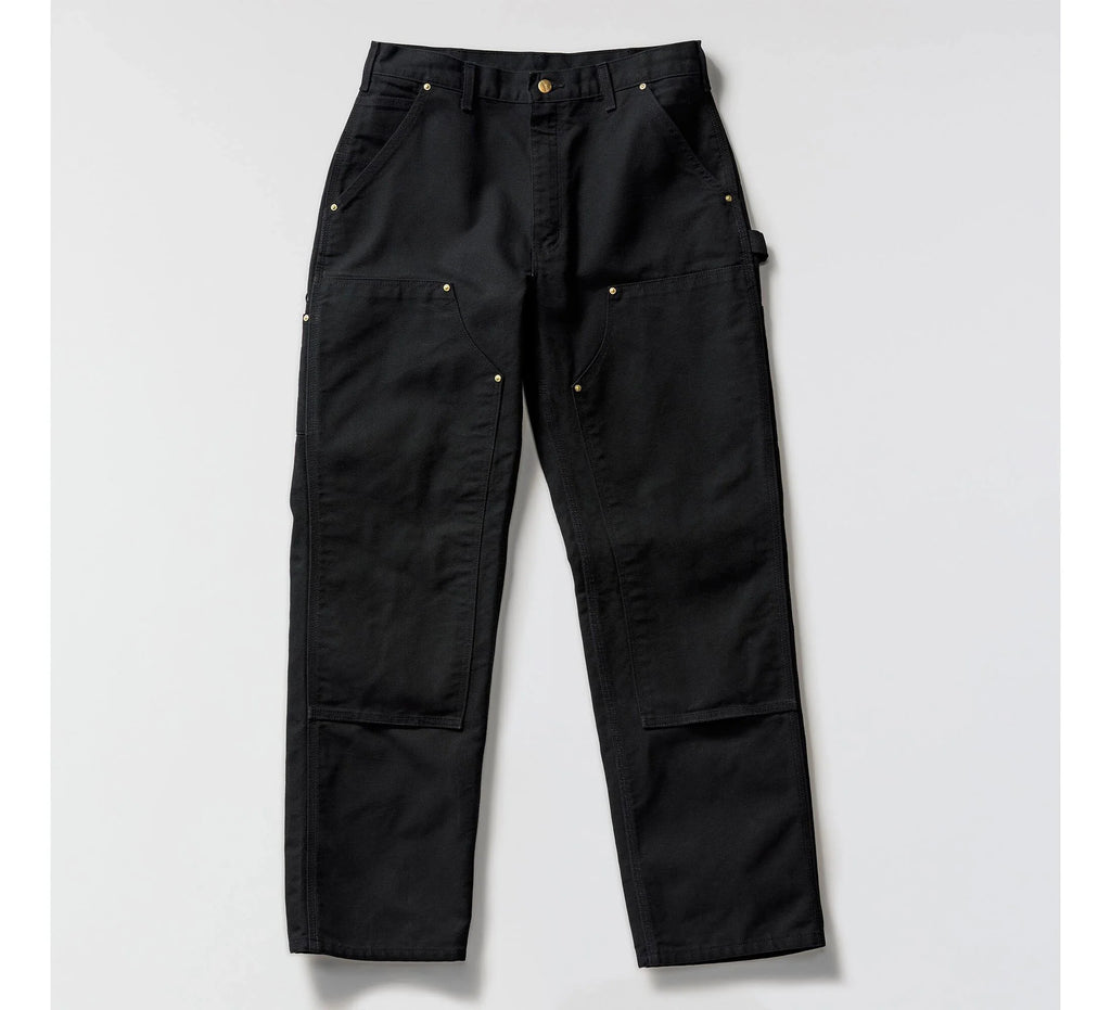 Men's Double-Knee Cotton Canvas Work Pants - Black