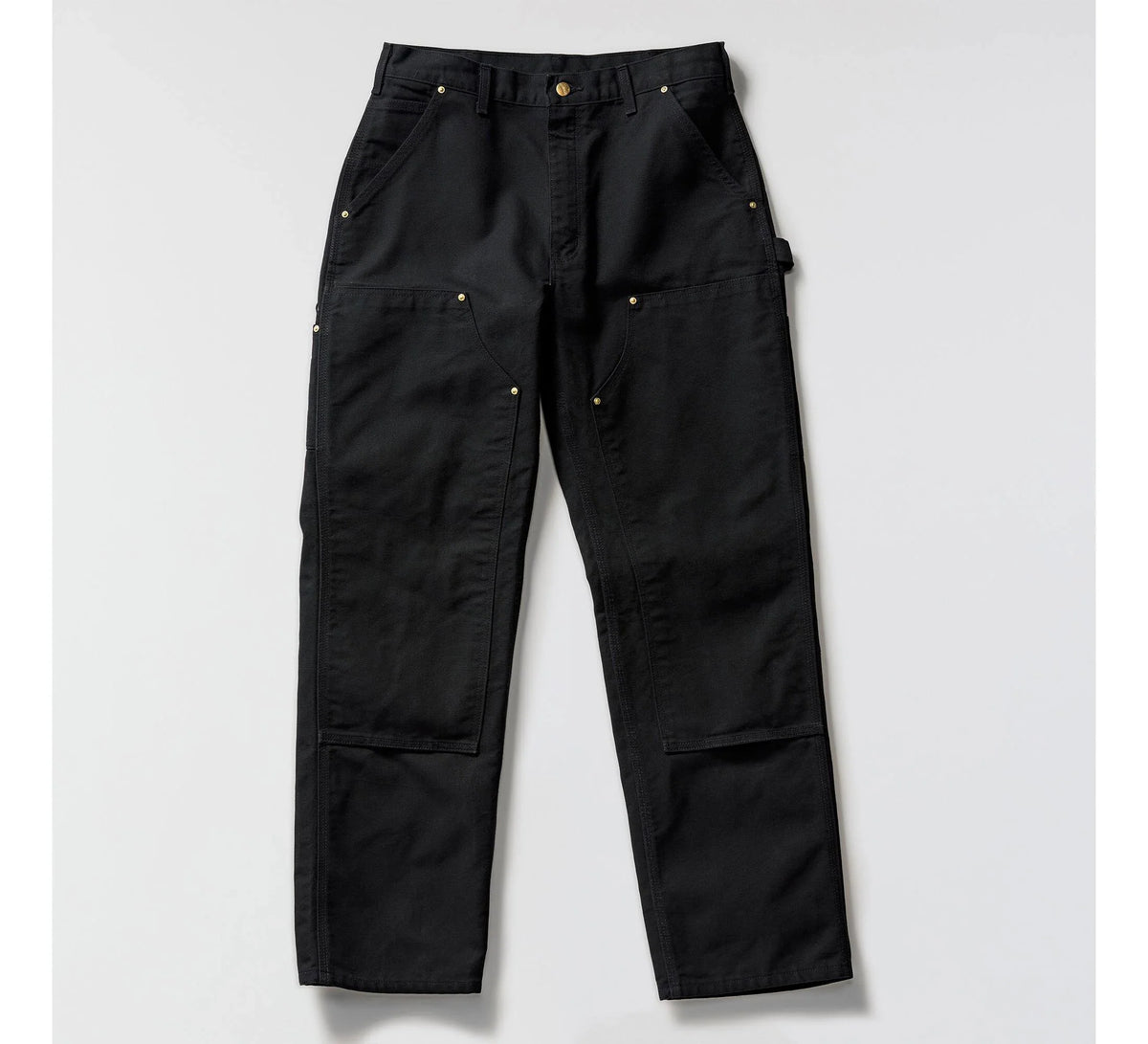 Men's Double-Knee Cotton Canvas Work Pants - Black