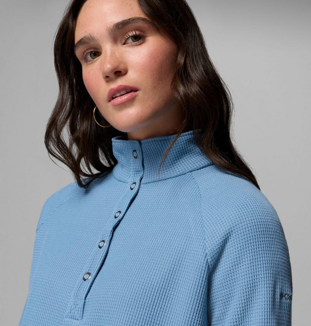 Women's Waffle Knit Half-Snap Shirt - Pink