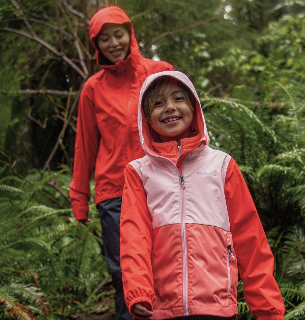 Girls' Fleece-Lined Rain Jacket - Wine