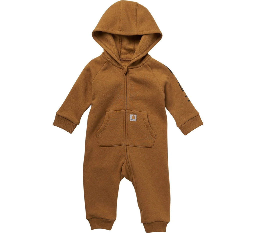 Baby Boys' Hooded Zip Fleece Coverall - Brown