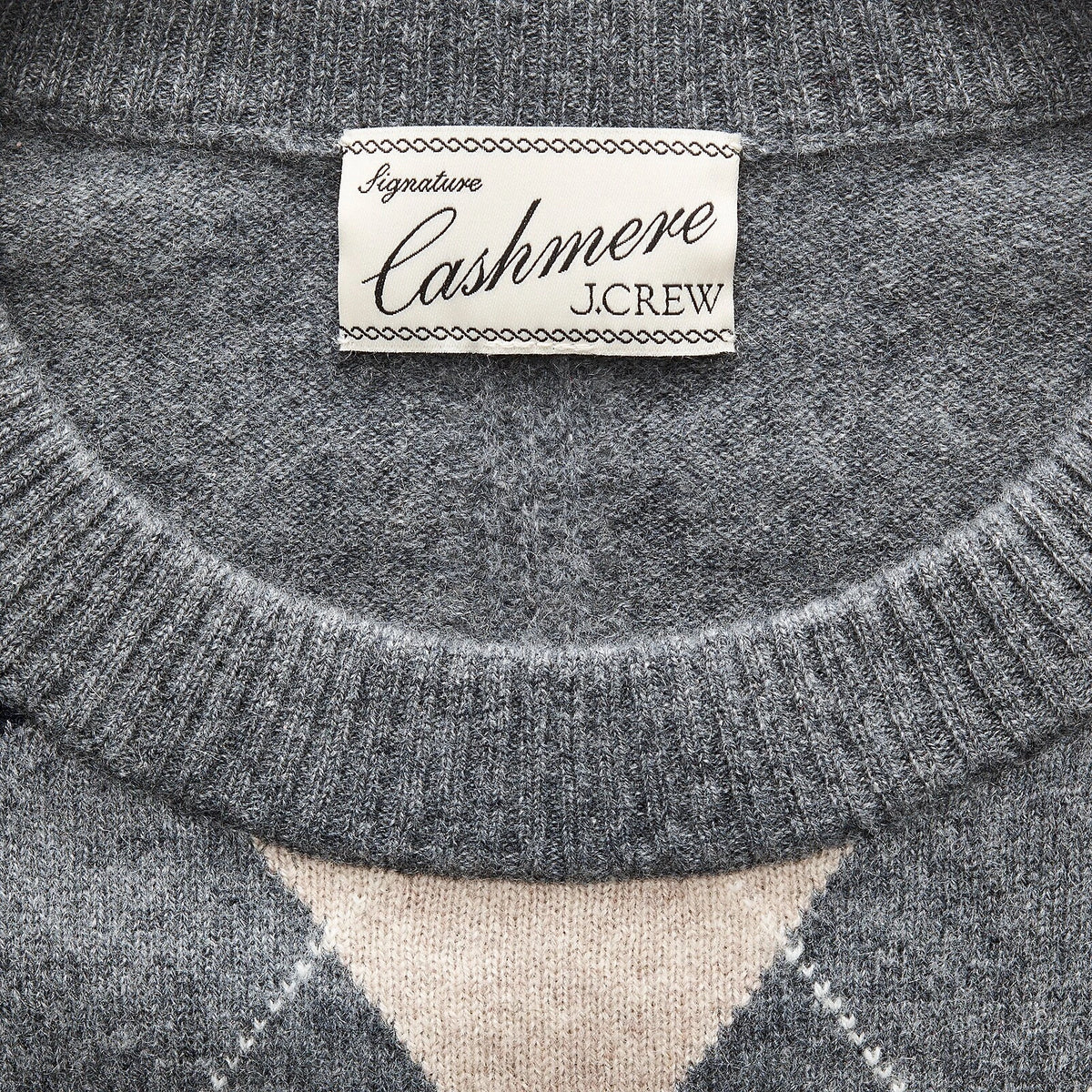 Cashmere Blouson-Sleeve Argyle Sweater