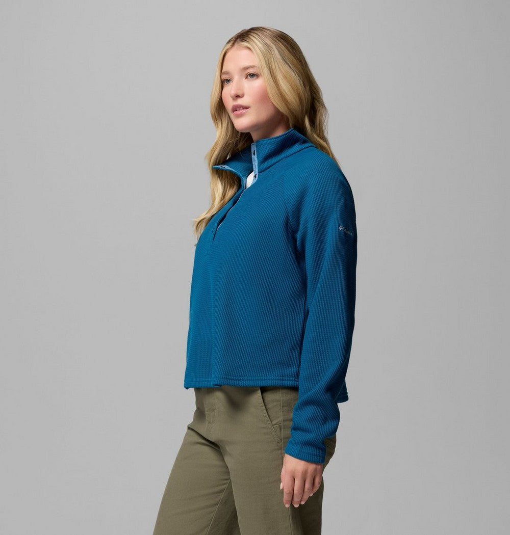 Women's Waffle Knit Half-Snap Shirt - Pink