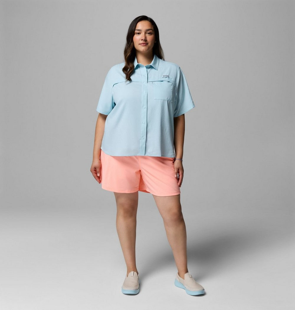 Women's Plus Short-Sleeve Fishing Shirt - Blue