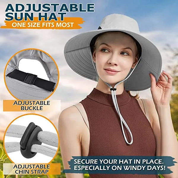 Sun Hat For Men/Women, Waterproof Wide Brim Bucket Hat Foldable Boonie Hat For Fishing Hiking Garden Safari Beach Upf 50/Waterproof