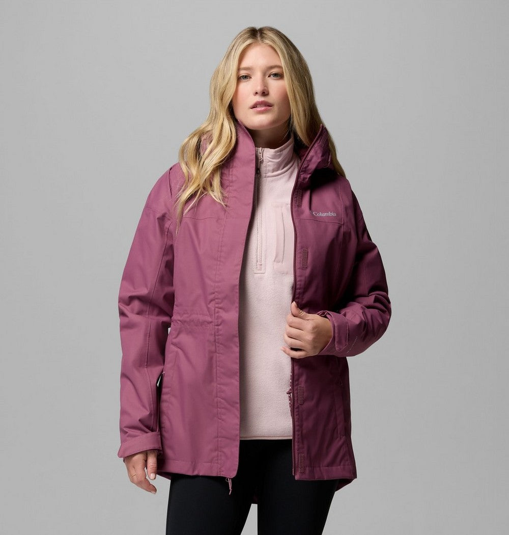 Women's Long Waterproof Rain Jacket - Mauve