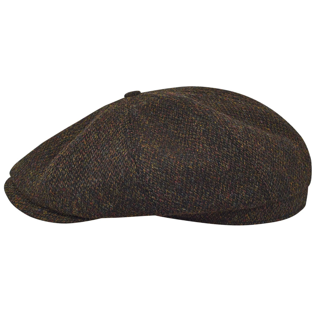 Birmingham Genuine Scottish Herringbone Tweed 8 Panels Man Cap Brown