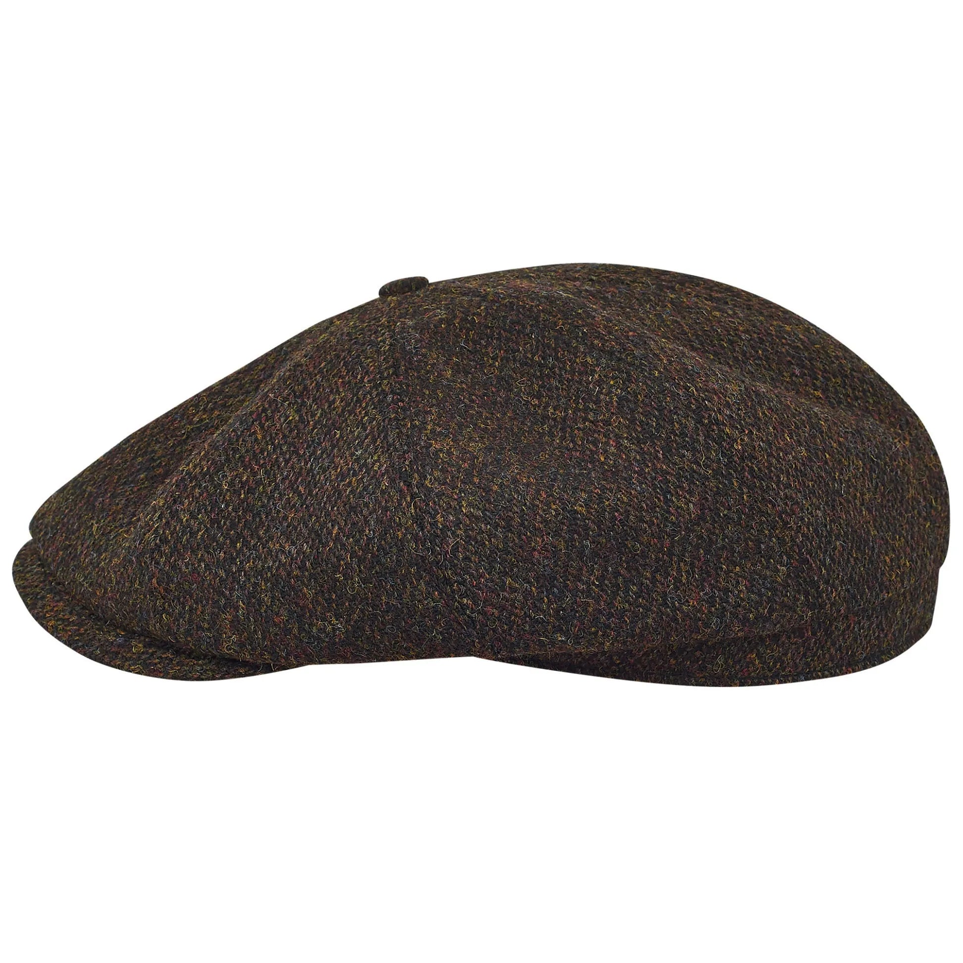 Birmingham Genuine Scottish Herringbone Tweed 8 Panels Man Cap Brown