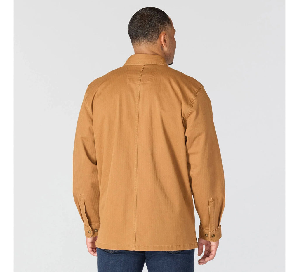 Men's Stretch Herringbone Shirt Jacket - Brown