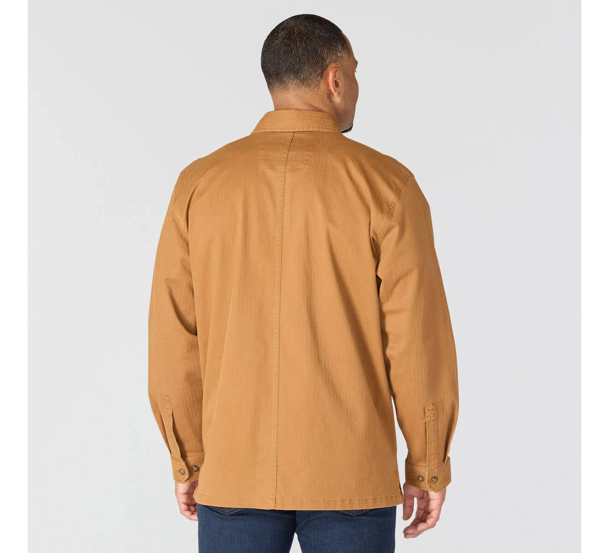 Men's Stretch Herringbone Shirt Jacket - Brown