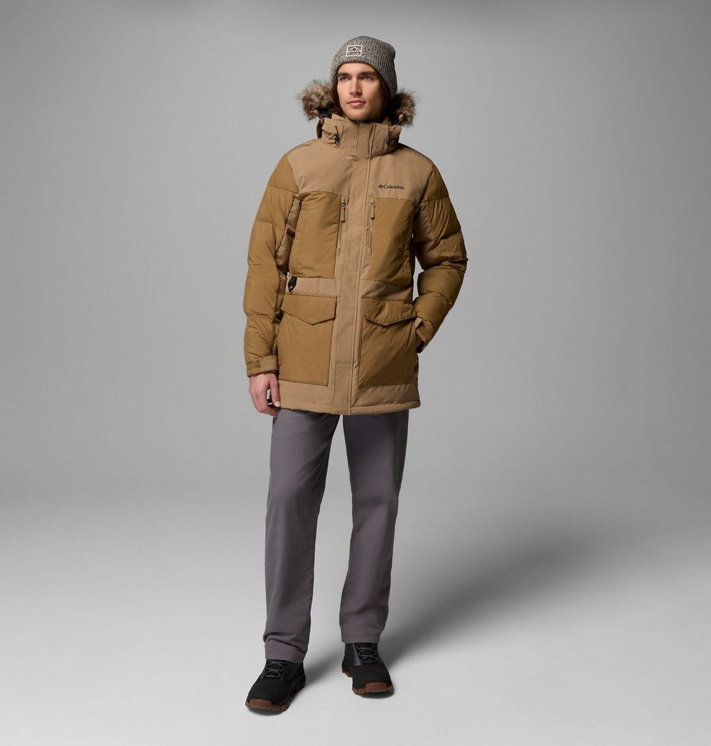 Men's Hooded Insulated Parka - Brown Black