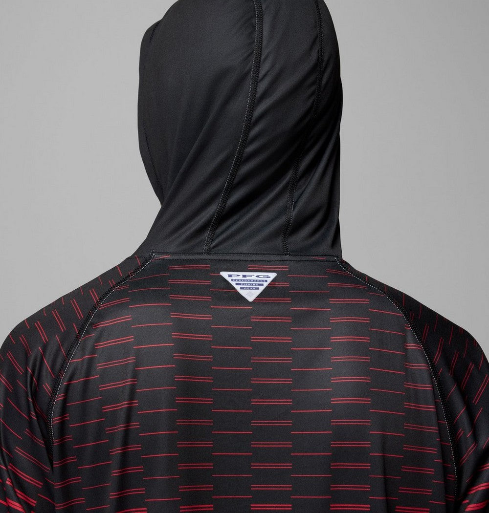 Men's UPF 50 Fishing Hoodie - Black Red