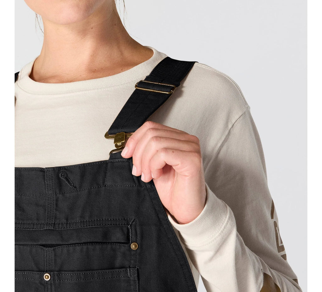 Women's Insulated Cotton Canvas Bib Overalls - Black