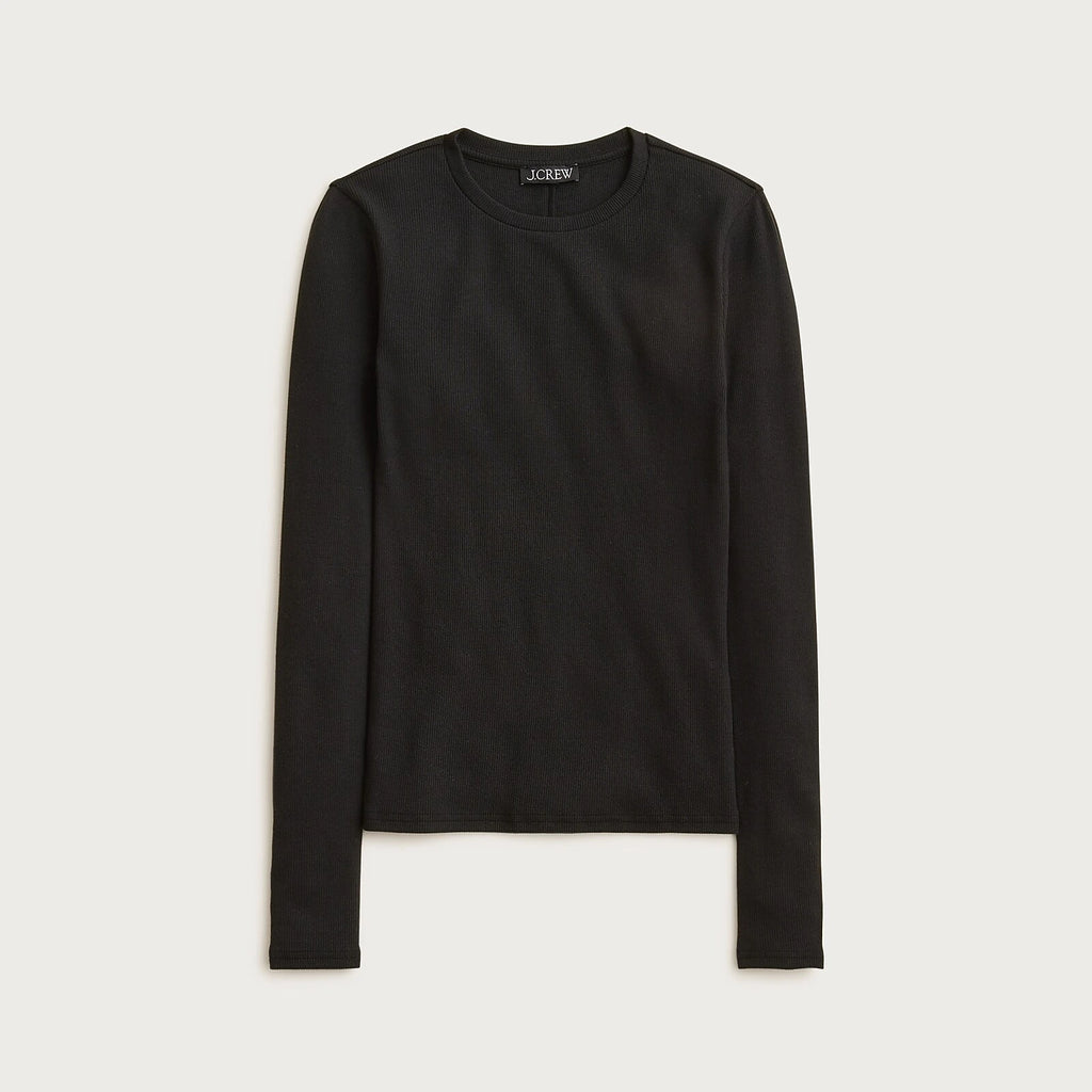 Women's Ribbed Long-Sleeve T-Shirt - Black
