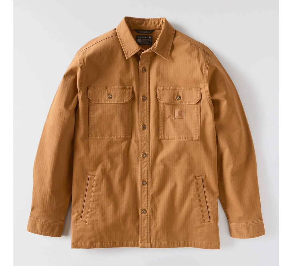 Men's Stretch Herringbone Shirt Jacket - Brown