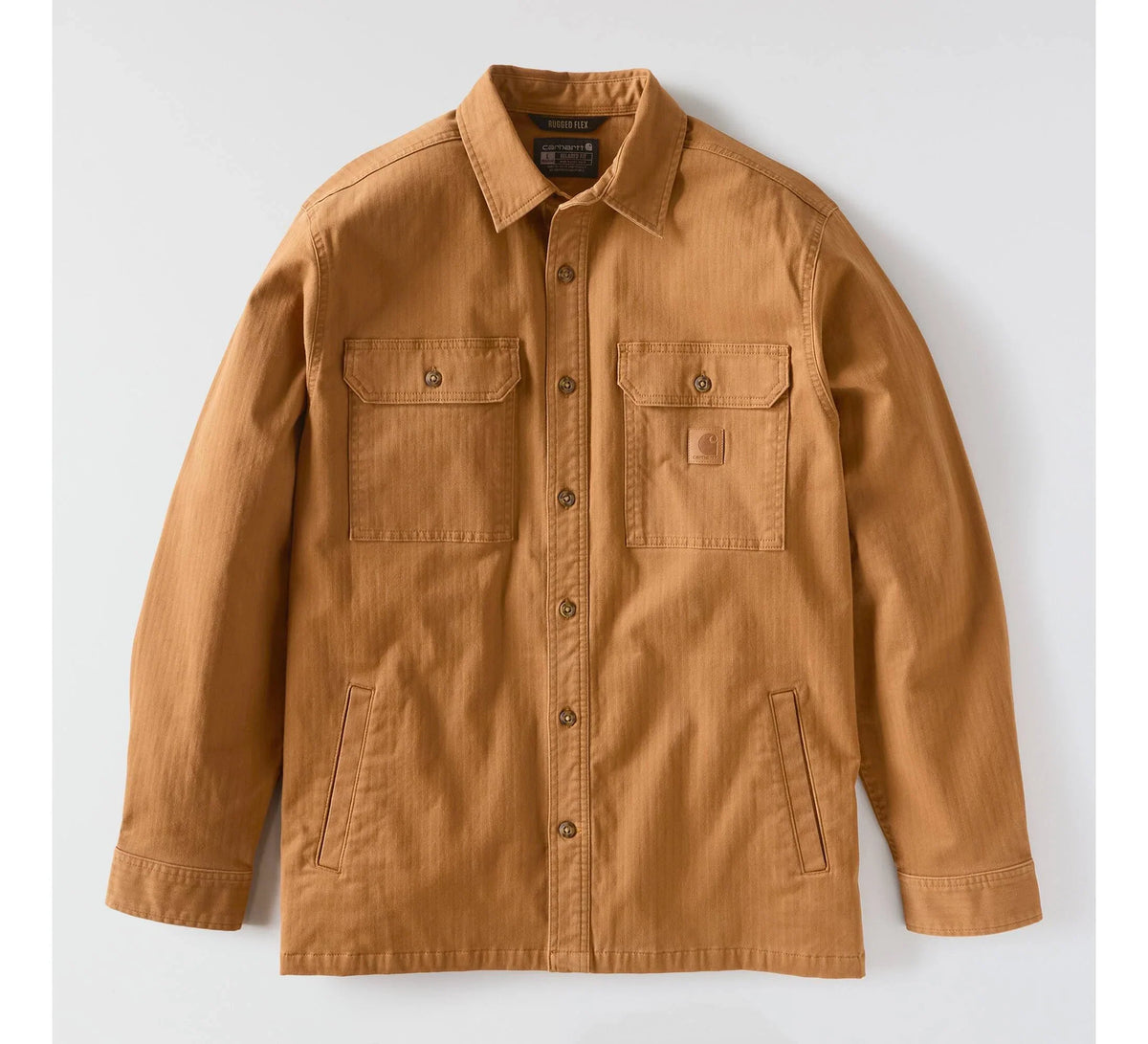 Men's Stretch Herringbone Shirt Jacket - Brown