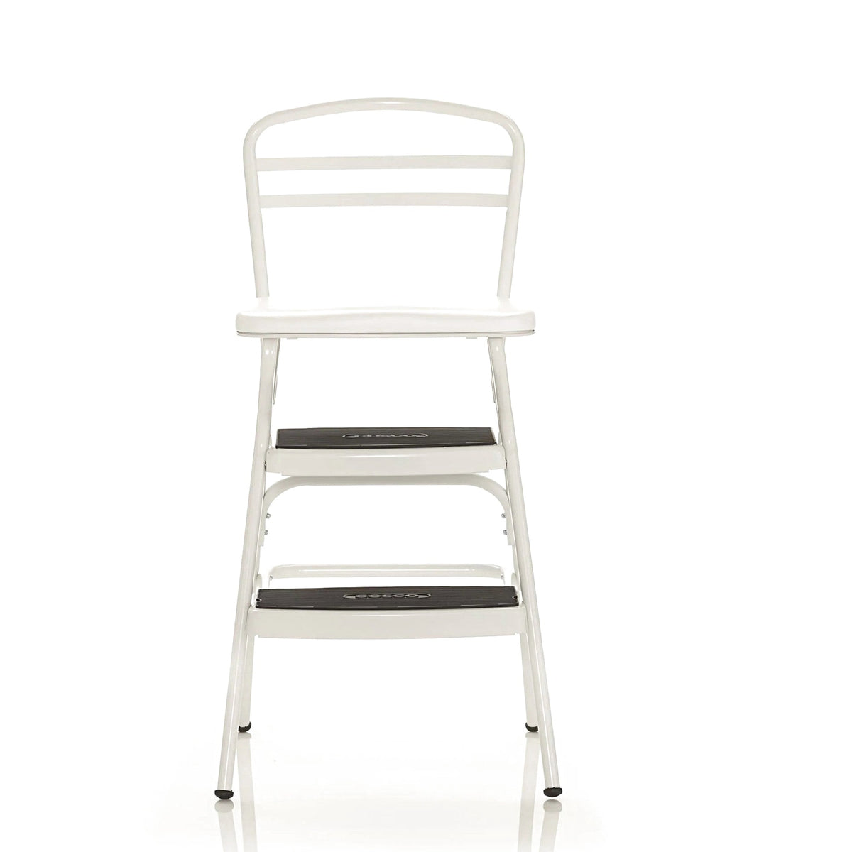 COSCO Stylaire Retro Chair And Step Stool With Flip-Up Seat - White, One Pack